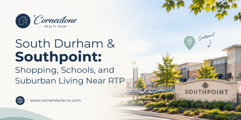 Thinking about South Durham Explore Southpoint neighborhoods, schools, housing options, shopping, green spaces, and easy access to RTP
